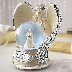 Personalized Marriage Blessings Angel Musical Glitter Globe