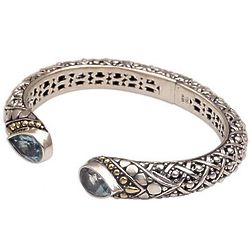 Altar Teardrops Blue Topaz Sterling Silver Cuff Bracelet