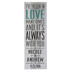 Personalized I've Fallen in Love Canvas Print in Teal