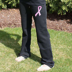 Embroidered Pink Ribbon Breast Cancer Sweatpants