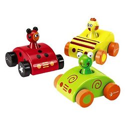 Squeaky Wooden Animal Cars