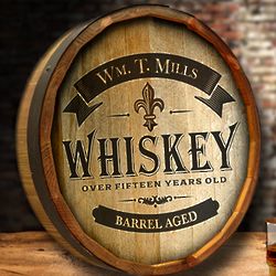 Barrel Aged Whiskey Personalized Quarter Barrel Sign