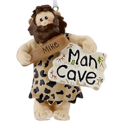 Personalized Man Cave Caveman Christmas Ornament