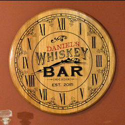 Whiskey Bar Personalized Clock