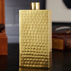Kingston Hammered Gold Tone Brass Flask