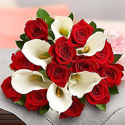 Stunning Red Rose and Calla Lily Bouquet for Valentine's Day