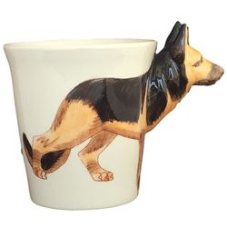 German Shepherd Handpainted Sculptured Ceramic Mug