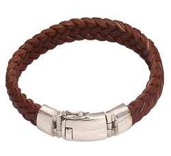 Kintamani Braid in Brown Leather Wristband Bracelet