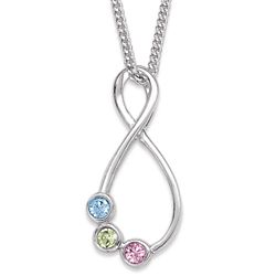 Sterling Silver Family Three Birthstone Necklace