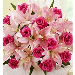 Magnificent Pink Rose and Lily Bouquet