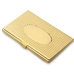 Gold Plated Business Card Case with Oval Engraving Plate