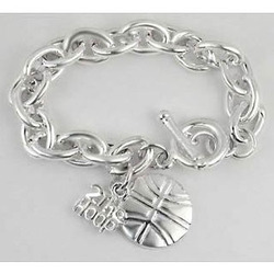 Sterling Silver Plated Engravable Basketball Bracelet