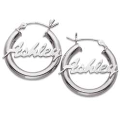 Personalized Sterling Silver Small Name Hoops