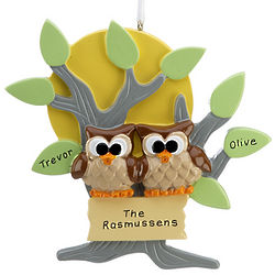 Personalized Tree Owl Couple Christmas Ornament
