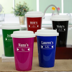 Personalized Name and Beverage Travel Mug