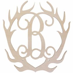 18" Antlers Wood Single Initial Wall Decor