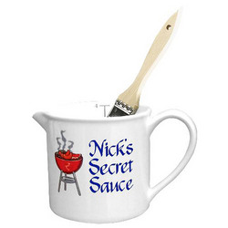 Personalized 4 Cup Red BBQ Sauce Pot