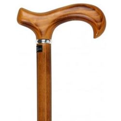 Scorched Beechwood Wooden Derby Cane with Collar