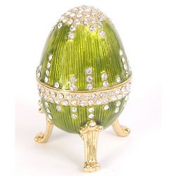 Green Traditional Swan Lake Musical Egg Trinket Box