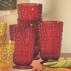 4 Beaded and Embossed Tumblers in Red