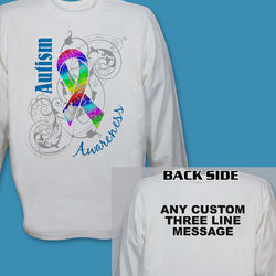 Personalized Autism Ribbon Awareness Long Sleeve T-Shirt
