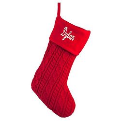 Personalized Knitted Christmas Stocking in Red