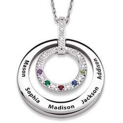 Personalized Family Name and Birthstone Diamond Necklace