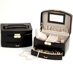 Large Leather Overseas Travel Jewelry Case