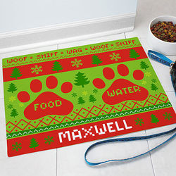 Personalized Dog Christmas Food Mat