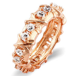 16 Stone Rose Gold Vermeil and CZ X Ring