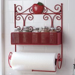 Apple Paper Towel Holder with Tear Bar and Spice Rack