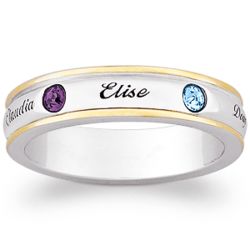 Mother's Personalized Name and Birthstone 2-Tone Band