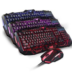 3-Color USB Backlit Multimedia Gaming Keyboard and Mouse