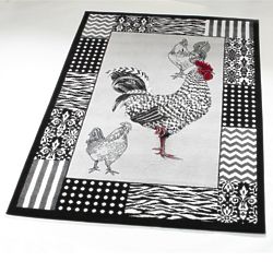 Rooster Rug in Gray