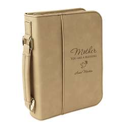 Mom's Personalized Bible Cover in Light Brown Leatherette