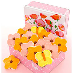 Spring Poppy Flower Cutouts Cookies in Gift Tin