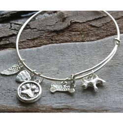 Adjustable Wire Bangle with Personalized Doggy Charms