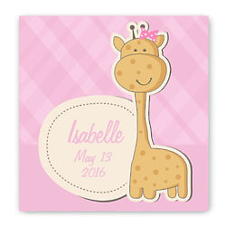 Personalized Baby Giraffe Graphic Canvas Sign for Girls