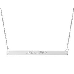 Personalized Sterling Silver Horizontal Bar Necklace