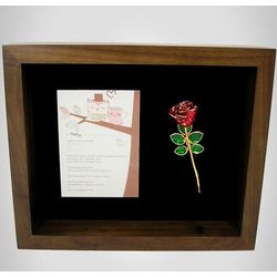 Wedding Invitation Shadow Box with Gold Trimmed Rose