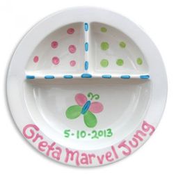 Personalized Hand-Painted Divided Toddler Plate