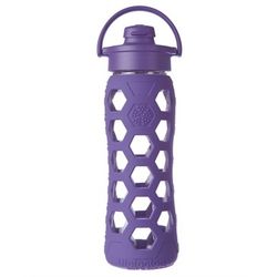 Glass Water Bottle with Purple Silicone Sleeve