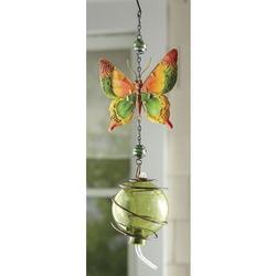Glass and Metal Butterfly Hummingbird Feeder