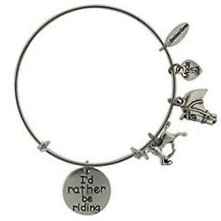 'I'd Rather Be Riding' Horse Charms Wire Bracelet