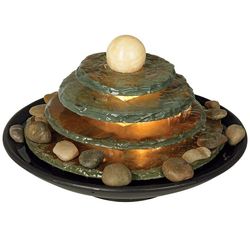 Feng Shui Ball Lighted 10" High Pyramid Table Fountain