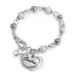 Grandma Heart Bracelet with Freshwater Pearls