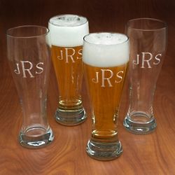 Monogrammed Pilsner Beer Glasses