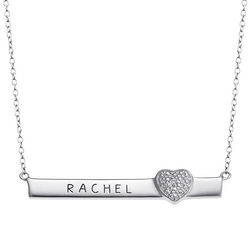 Diamond Accent Heart Name Plaque Necklace
