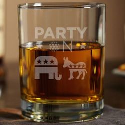 Party On Political Whiskey Glass