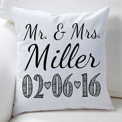 Our Wedding Date Personalized Throw Pillow